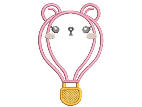 Charming Bear Hot Air Balloon Embroidery Design