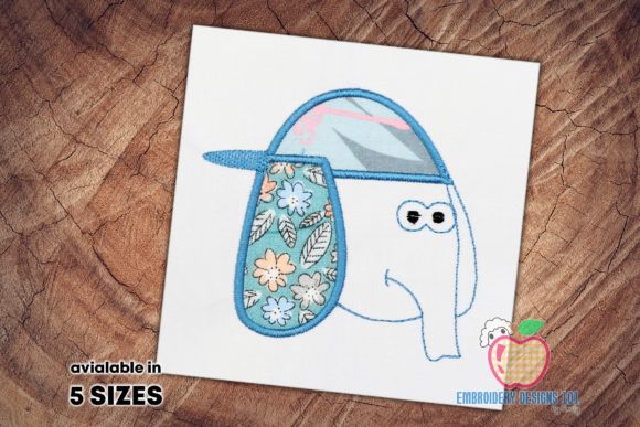 Charming Cartoon Elephant Wearing Hat Applique