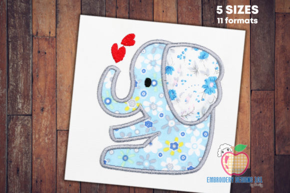 Charming Elephant in Love Applique for Kids
