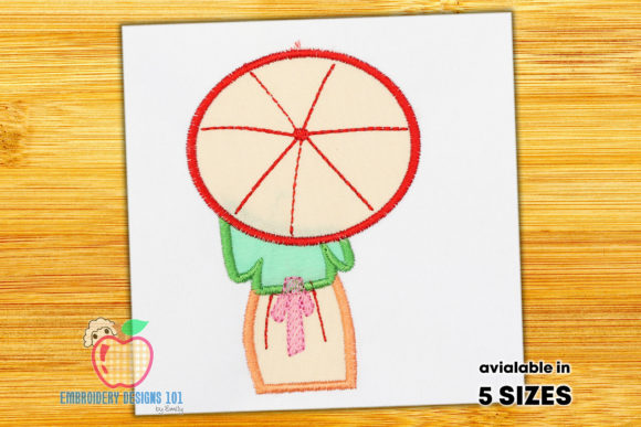 Charming Girl with Umbrella Embroidery