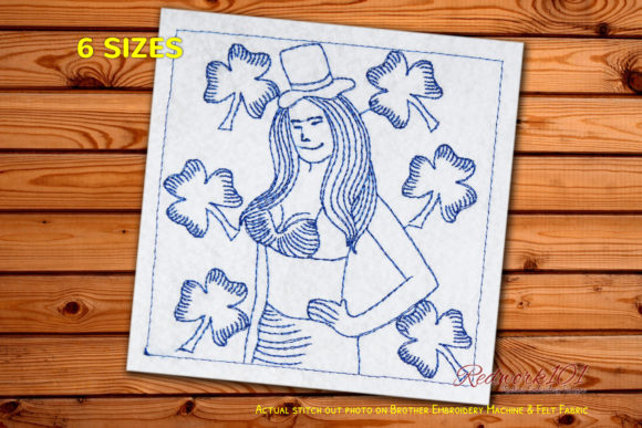 Charming Happy St Patricks Day Women Redwork