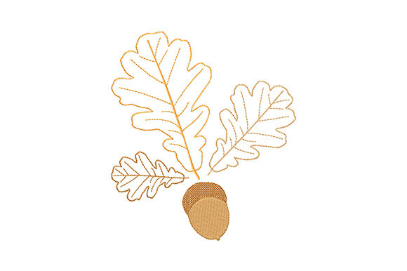Charming Oak Leaves and Acorn Embroidery