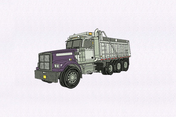 Charming Purple White Truck Embroidery