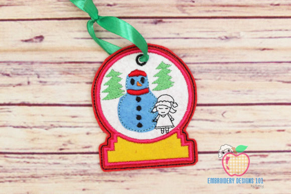 Charming Snowman with Girl Embroidery Ornament