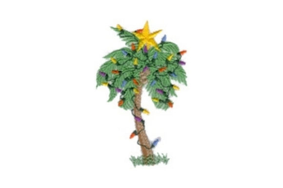 Christmas Palm with Star: A Festive Embroidery Delight