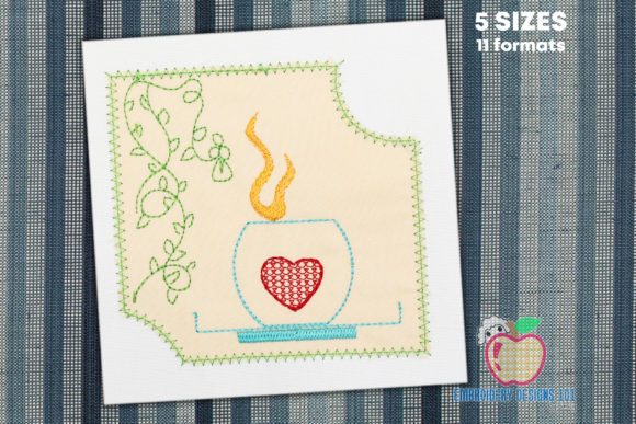 Cup of Coffee with a Heart: A Charming Applique