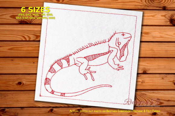 Green Iguana Lizard Bluework: A Unique Embroidery Design