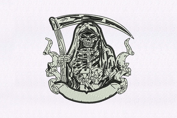 Grim Reaper: A Spooky and Stylish Embroidery Design