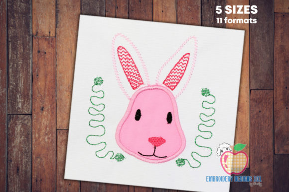 Pink Face of the Bunny: A Charming Embroidery Design