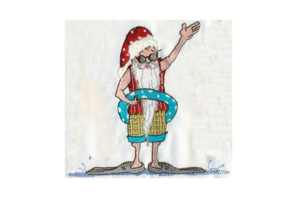 Sassy Fun in the Sun Santa: A Festive Embroidery Design