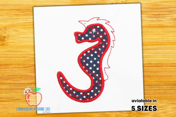 Sea Horse Applique for Holiday Embroidery